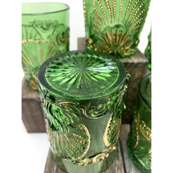 EAPG National Glass Geneva Emerald Green Rocks Glasses. - Picture 7 of 10